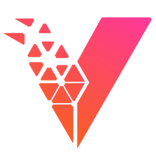 The Vorx mark that won: a V built from triangles, the top left corner still coming together